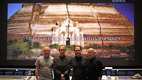 Composers Michael Stearns, Lisa Gerrard, Marcello De Francisci with Mark Magidson just after finishing the sound mix